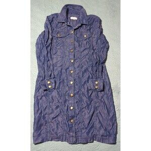 Calvin Klein Denim Jacket Style Viscose Chambray Shirt Dress Long Sleeve Size 6